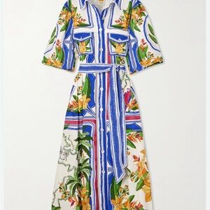 FARM Rio Blue and Green Floral Maxi Dress